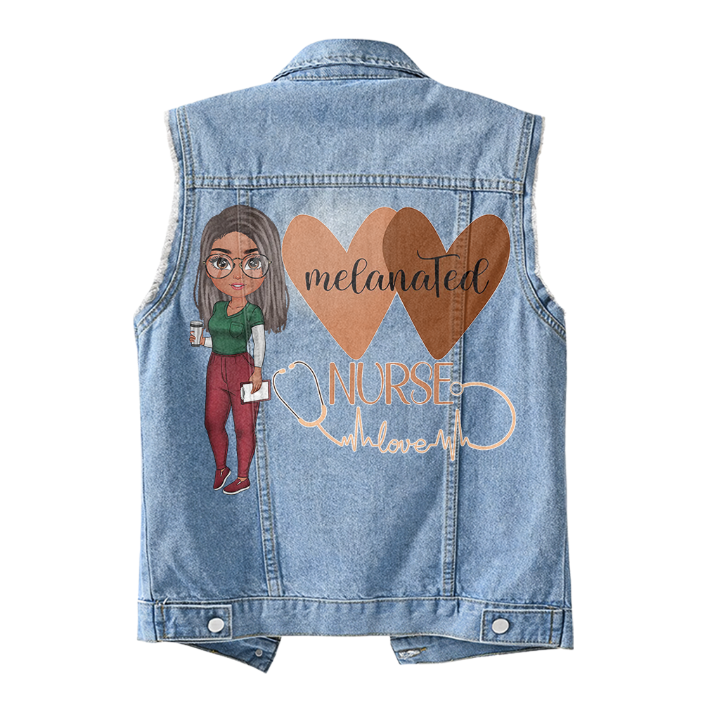 Premium Log Denim Vest - Gift For Women, Denim Vest Nurse, Nurse Gift Idea