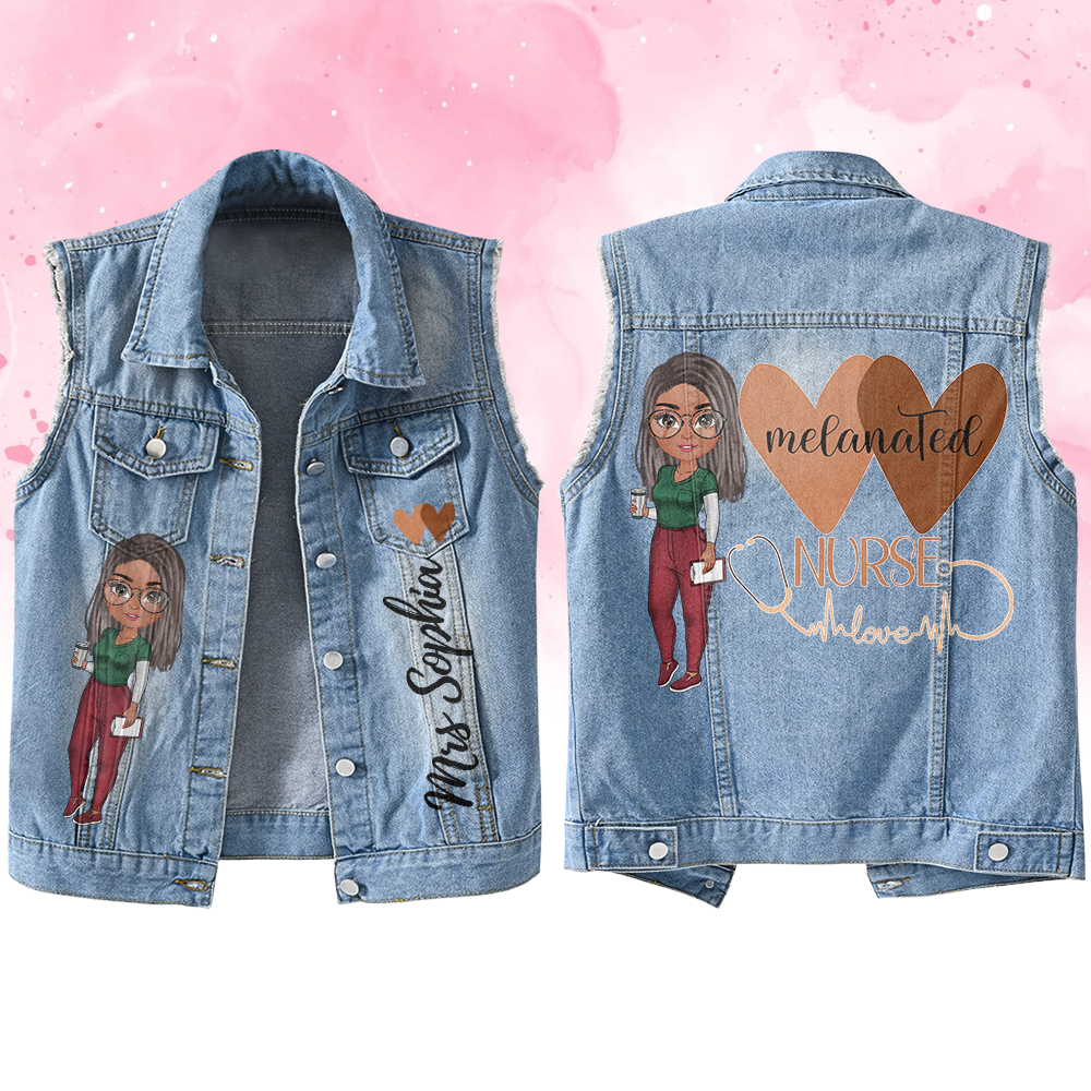 Premium Log Denim Vest - Gift For Women, Denim Vest Nurse, Nurse Gift Idea