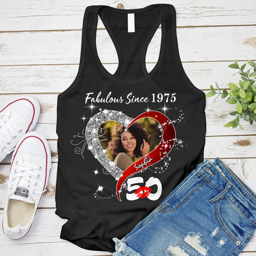 Custom Photo 50&#39;s Birthday Shirt, 50th Birthday Unique T Shirt For Woman, Custom Birthday Shirt, Her Gifts For 50 Years Old, Custom Picture Tee, Personalized Birthday Shirt-YPT-TLQ