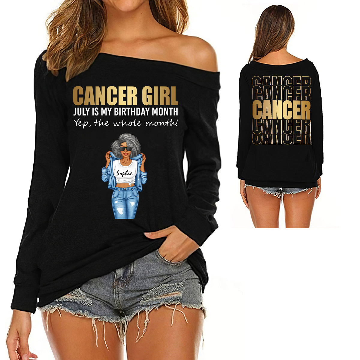Women's Off-Shoulder Sweatshirt - Personalized Gift For Cancer Girls - TLQ
