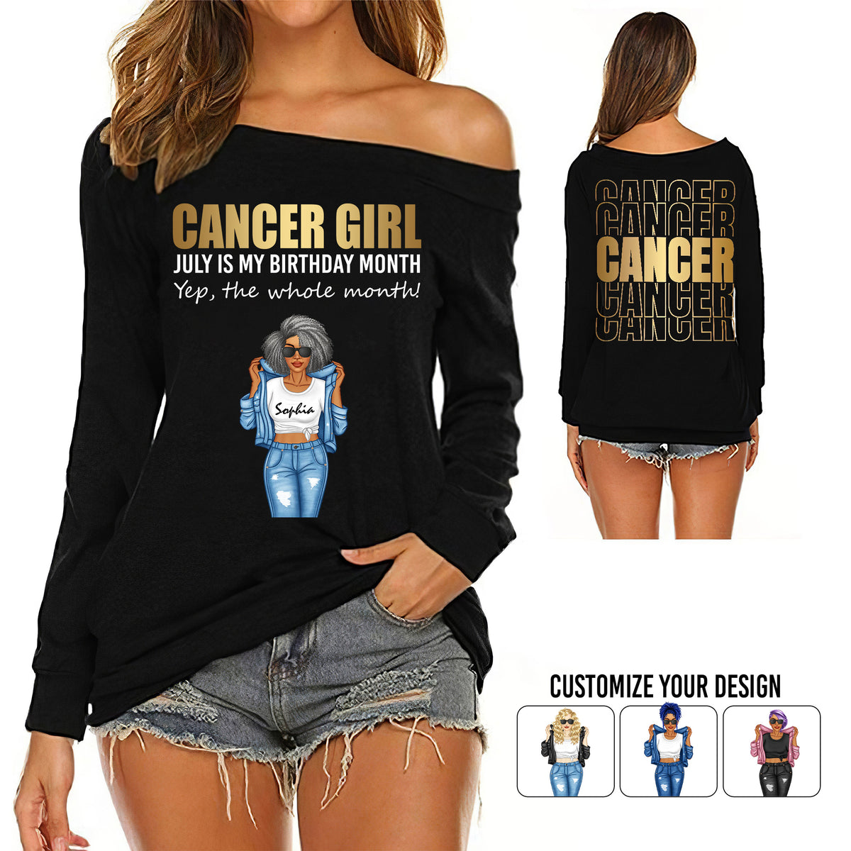 Women's Off-Shoulder Sweatshirt - Personalized Gift For Cancer Girls - TLQ