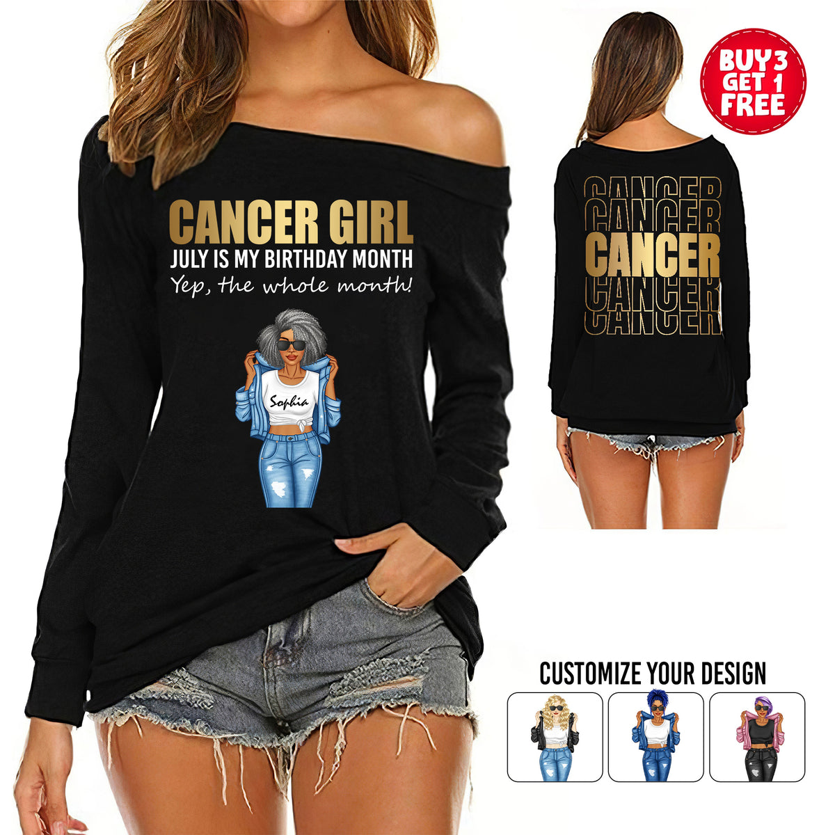 Women's Off-Shoulder Sweatshirt - Personalized Gift For Cancer Girls - TLQ