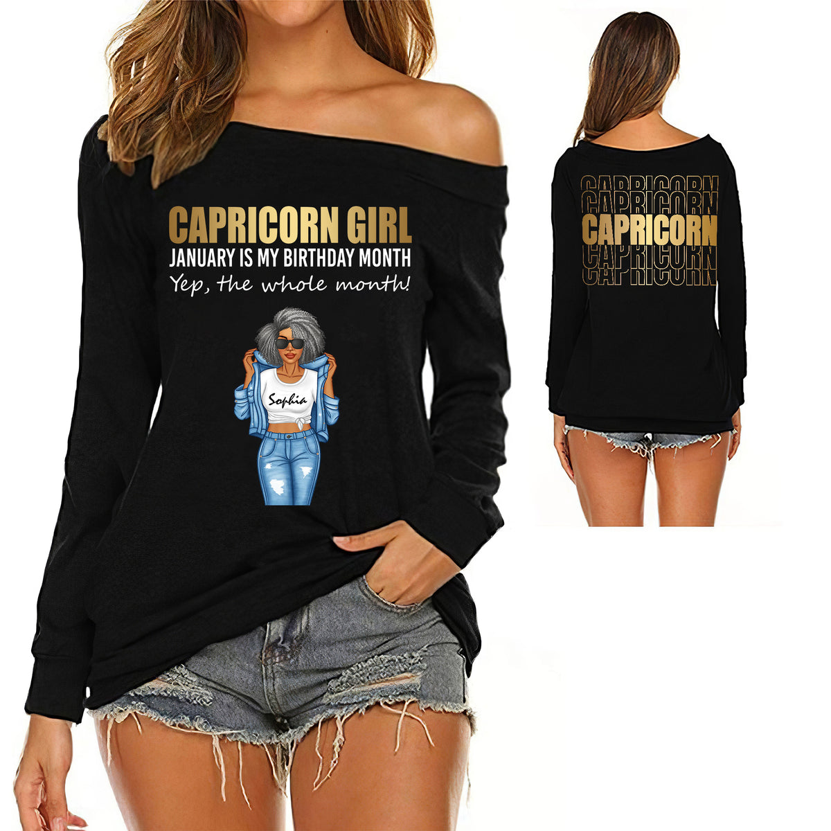 Women&#39;s Off-Shoulder Sweatshirt - Personalized Gift For Capricorn Girls - TLQ