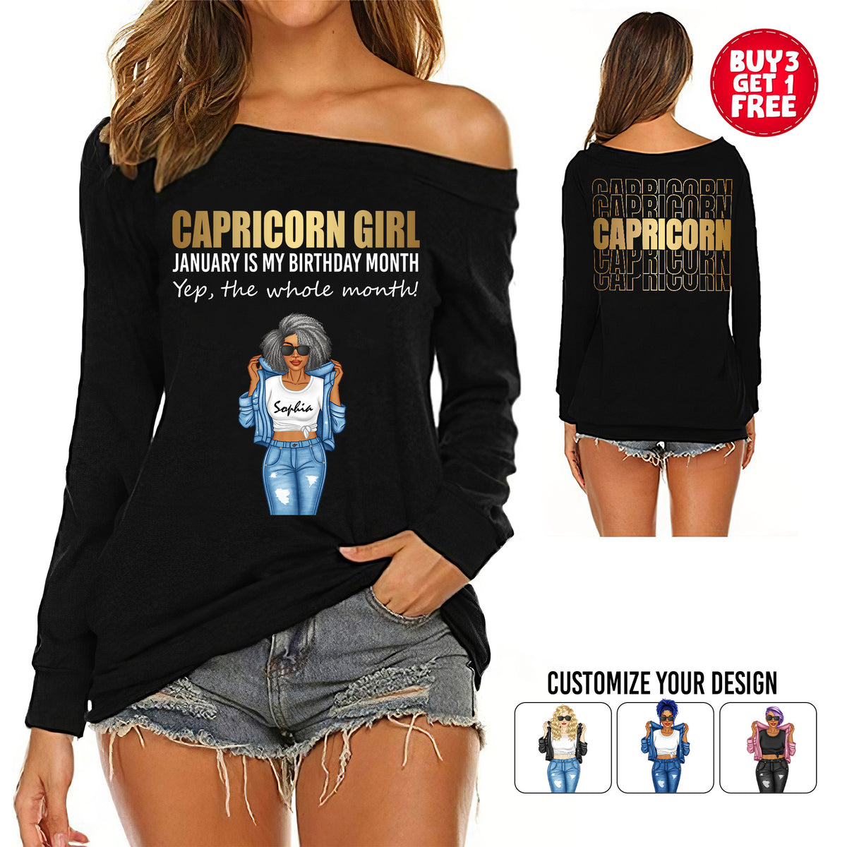 Women&#39;s Off-Shoulder Sweatshirt - Personalized Gift For Capricorn Girls - TLQ