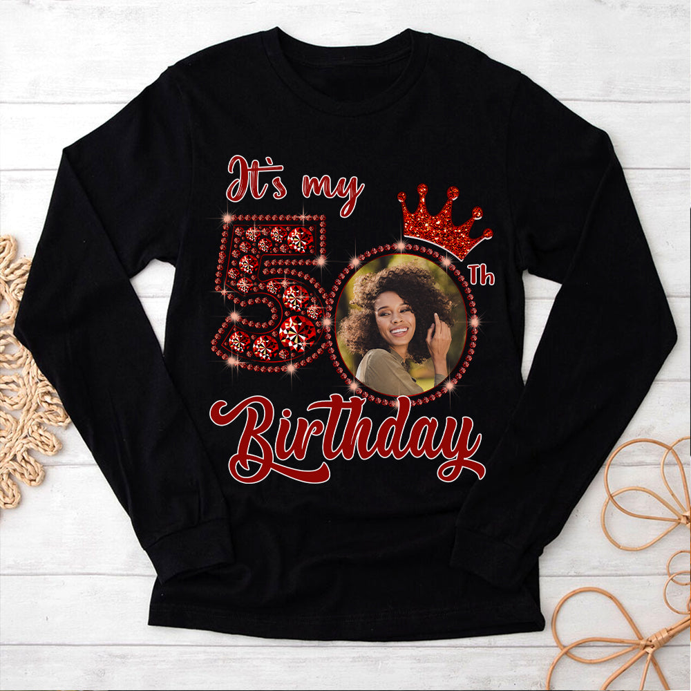 Custom Face Photo 50&#39;s Birthday Shirt, 50th Birthday Unique T Shirt For Woman, Custom Birthday Shirt, Her Gifts For 50 Years Old, Custom Picture Tee, Personalized Birthday Shirt-YPT-HCT