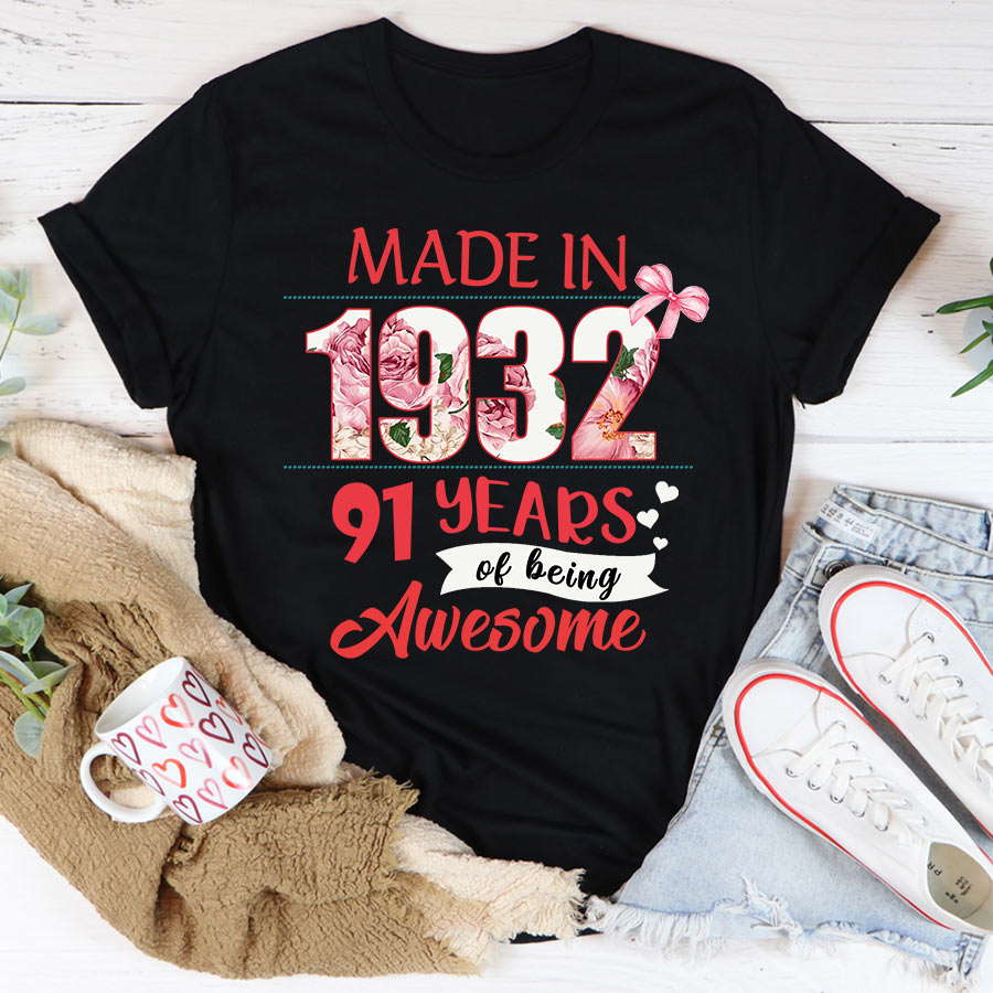 Chapter 91, Fabulous Since 1932 91st Birthday Unique T Shirt For Woman, Her Gifts For 91 Years Old , Turning 91 Birthday Cotton Shirt