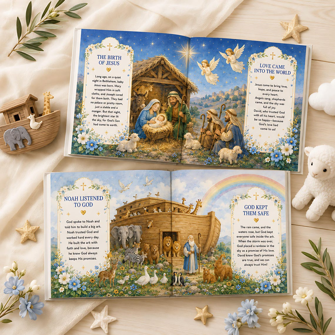 Personalized Christian Baby Book, Custom Baby Name Bible Storybook, Baptism Christening Gift, Baby Dedication Keepsake for Boys or Girls
