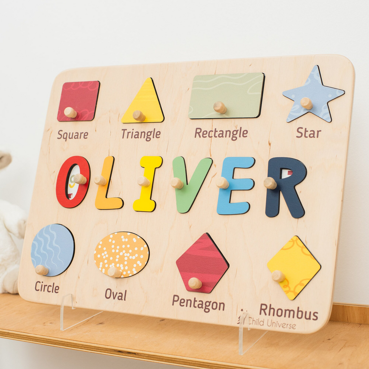 Personalized BusyBoard with Shape Sorting, Custom Sensory Board for kids, Shape Sorting toys for kids, Montessori Board, Wooden Puzzle Board