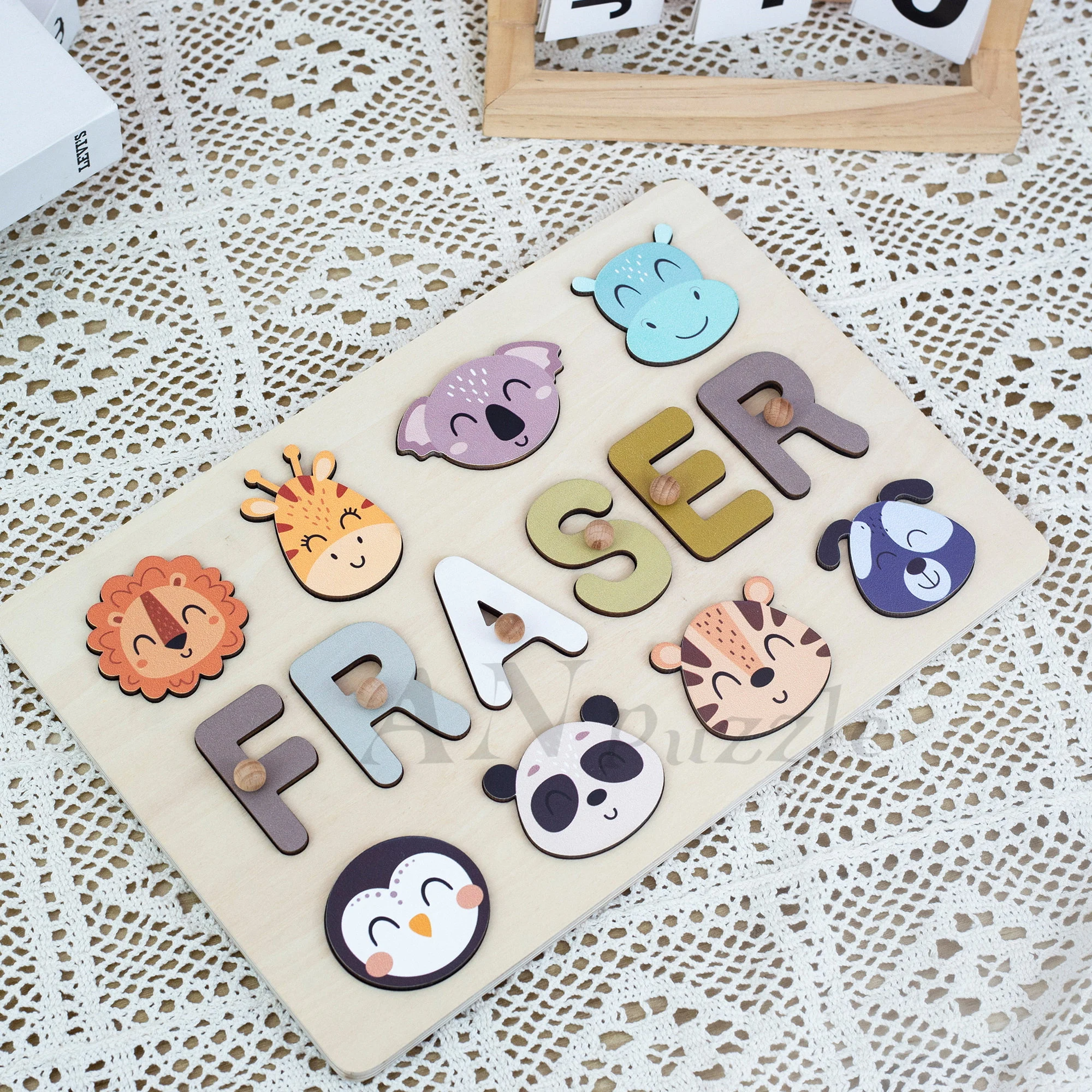 Personalized BusyBoard with Animals, Gifts For Kids, Wooden Puzzle Board, Custom Sensory Board for kids, Toys for kids, Montessori Board