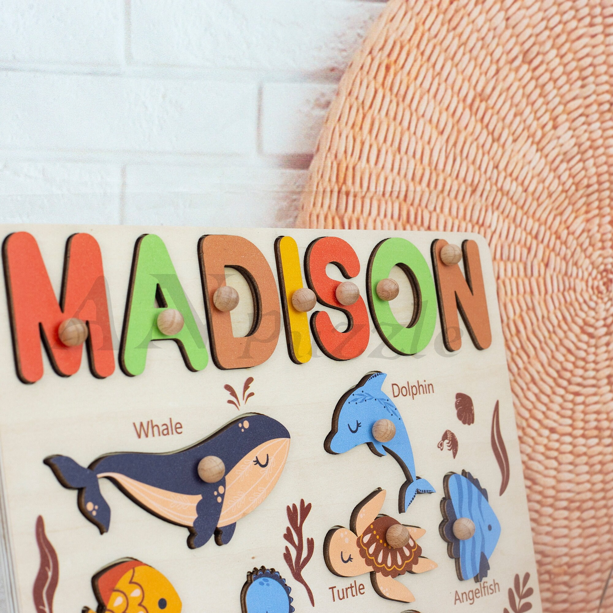 Personalized BusyBoard with Sea Animals, Custom Ocean Sensory Board for kids, Toys for kids, Montessori Board, Wooden Puzzle Board