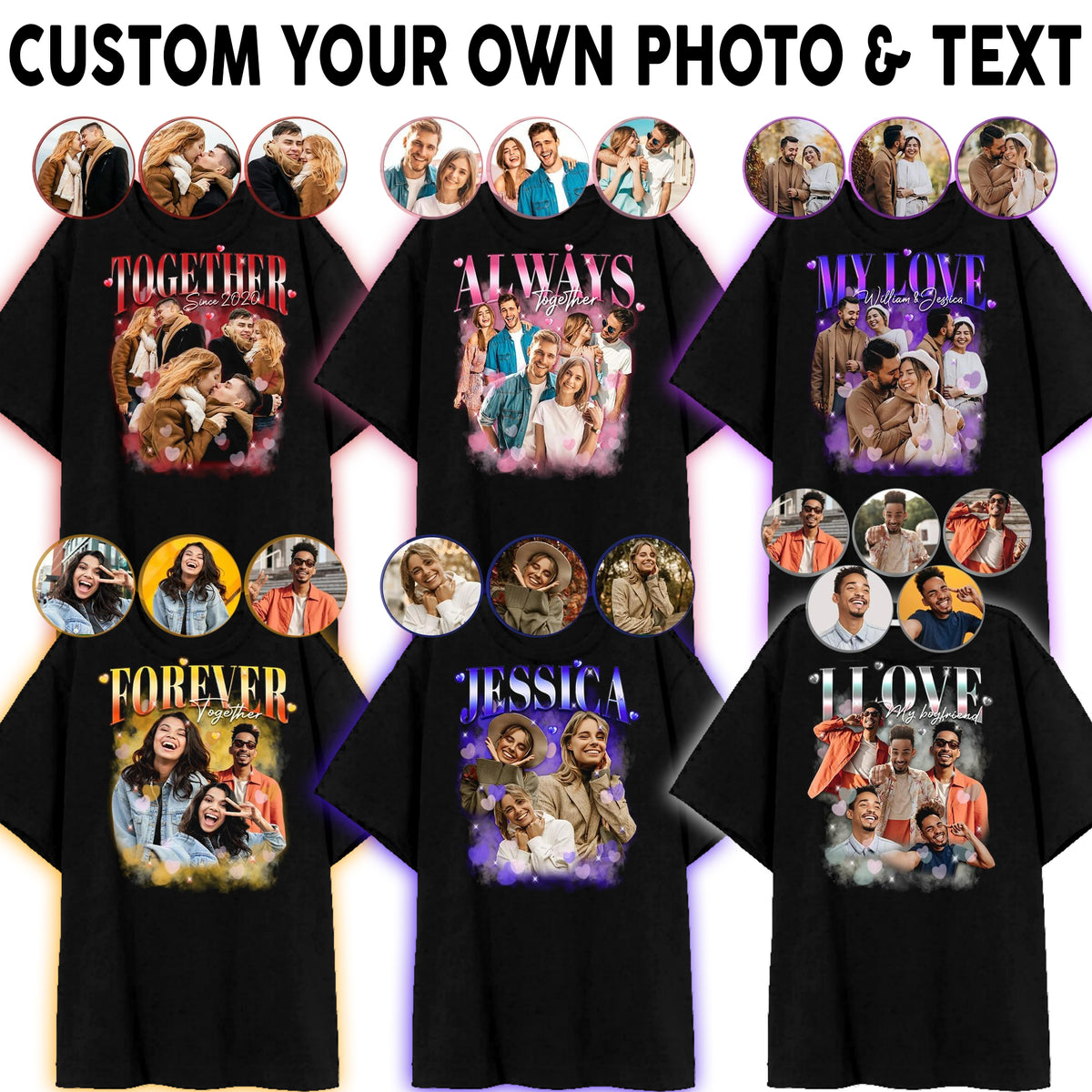 Custom Bootleg Rap Tee Shirt for Boyfriend Girlfriend, Custom Image T Shirt, Personalized T Shirts With Pictures, Valentines Gifts, Valentines Day Shirts-YPT-ALK
