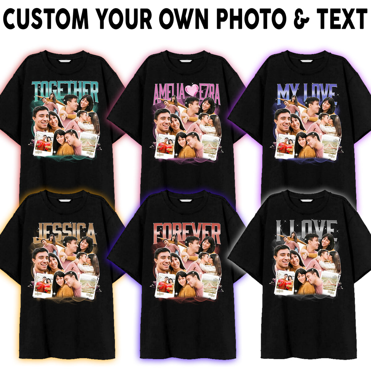 Custom Bootleg Rap Tee Shirt for Boyfriend Girlfriend, Custom Image T Shirt, Personalized T Shirts With Pictures, Valentines Gifts, Valentines Day Shirts-YPT-ALK