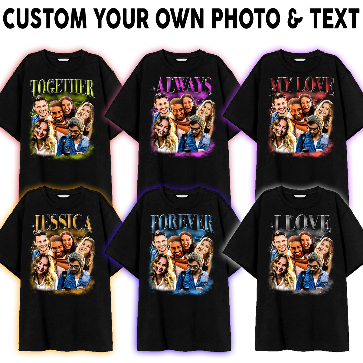 Custom Bootleg Rap Tee Shirt for Boyfriend Girlfriend, Custom Image T Shirt, Personalized T Shirts With Pictures, Valentines Gifts, Valentines Day Shirts-YPT-ALK