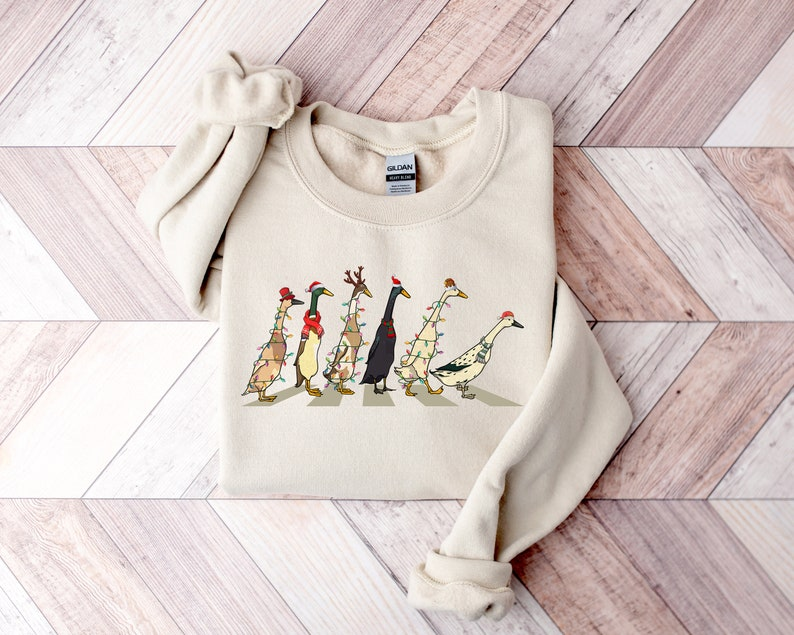 Christmas Ducks Sweatshirt, Duck Christmas Shirt For Women, Funny Animals Christmas Sweatshirt, Farm Lover Gift, Funny Christmas Shirt