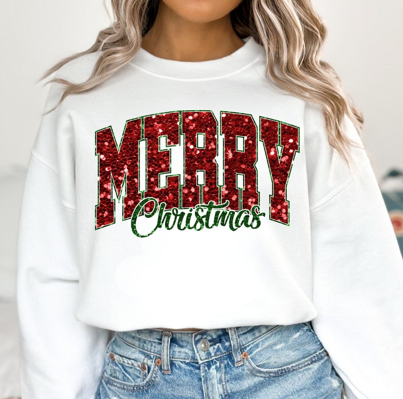 Christmas Glitter T-shirt, Merry Christmas T-shirt, Retro Christmas T-shirt, Santa Claus T-shirt