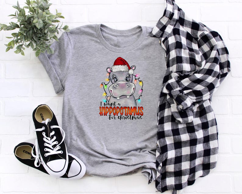 I Want A Hippopotamus For Christmas Shirt, Hippo Christmas Lights Shirt, Xmas Party Shirt, Family Christmas Shirt, Gift For Christmas
