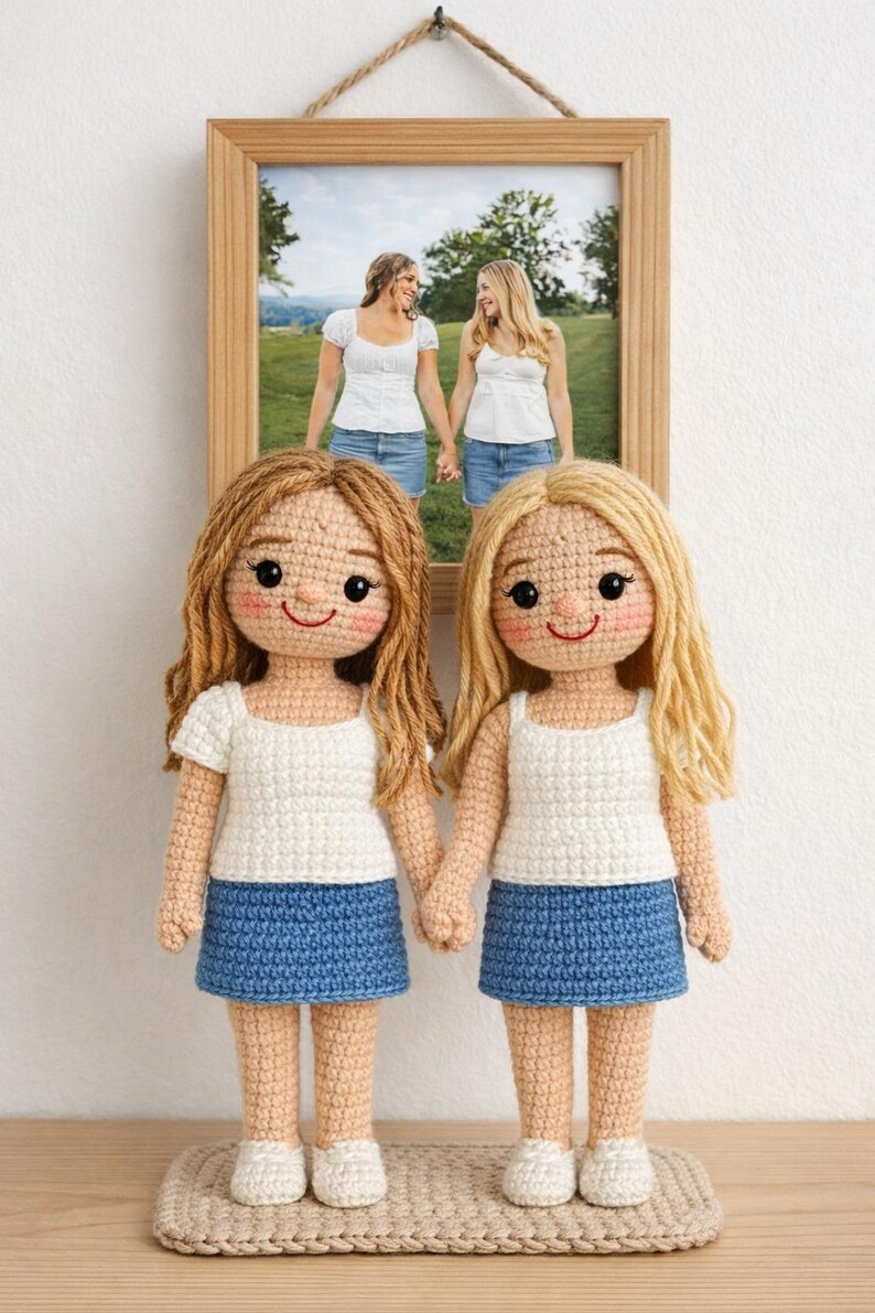 Best Friends Crochet Dolls, Look A Like Custom Crochet Doll from Photo, Besties Portrait Doll, Amigurumi Crochet People