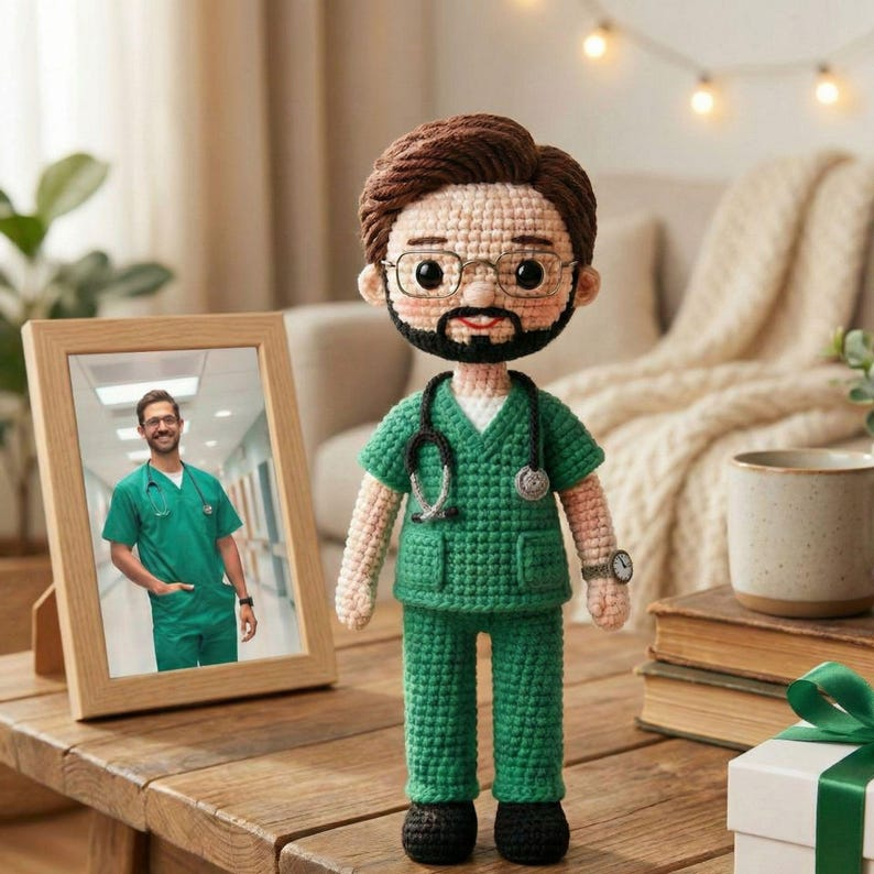 Look Alike Doll, Personalized Nurse Doctor Doll, Custom Crochet Doll from Photo, Healthcare Worker Gift, Doctor Nurse Appreciation Gift
