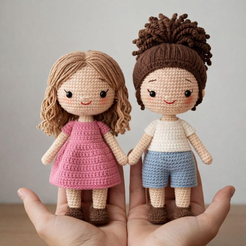 Best Friends Crochet Dolls, Look A Like Custom Crochet Doll from Photo, Besties Portrait Doll, Amigurumi Crochet People