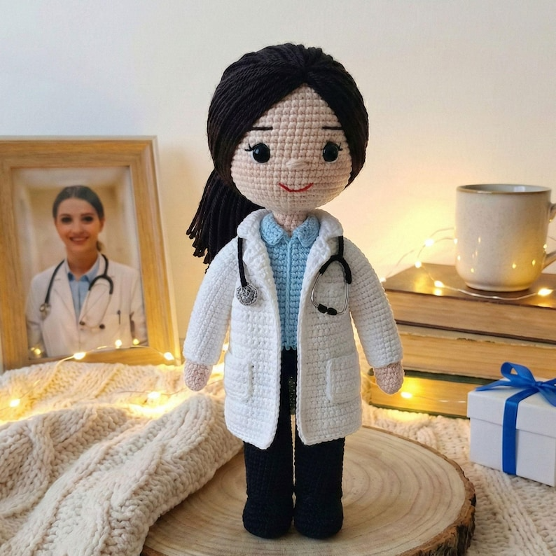 Personalized Nurse Doctor Doll, Look Alike Doll, Custom Crochet Doll from Photo, Healthcare Worker Gift, Doctor Nurse Appreciation Gift