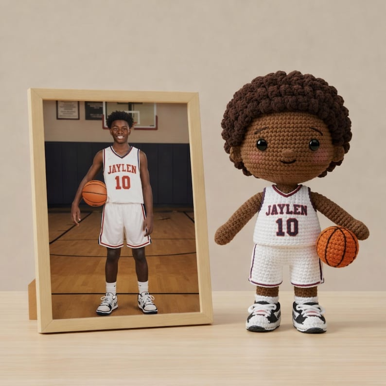 Custom Crochet Basketball Doll From Your Photo, Personalized Amigurumi Sports Doll, Handmade Basketball Gift (Copy)