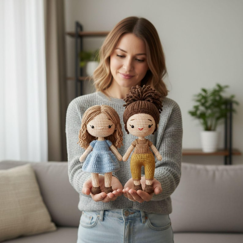 Best Friends Crochet Dolls, Look A Like Custom Crochet Doll from Photo, Besties Portrait Doll, Amigurumi Crochet People