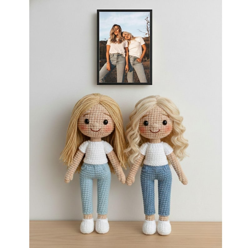 Best Friends Crochet Dolls, Look A Like Custom Crochet Doll from Photo, Besties Portrait Doll, Amigurumi Crochet People