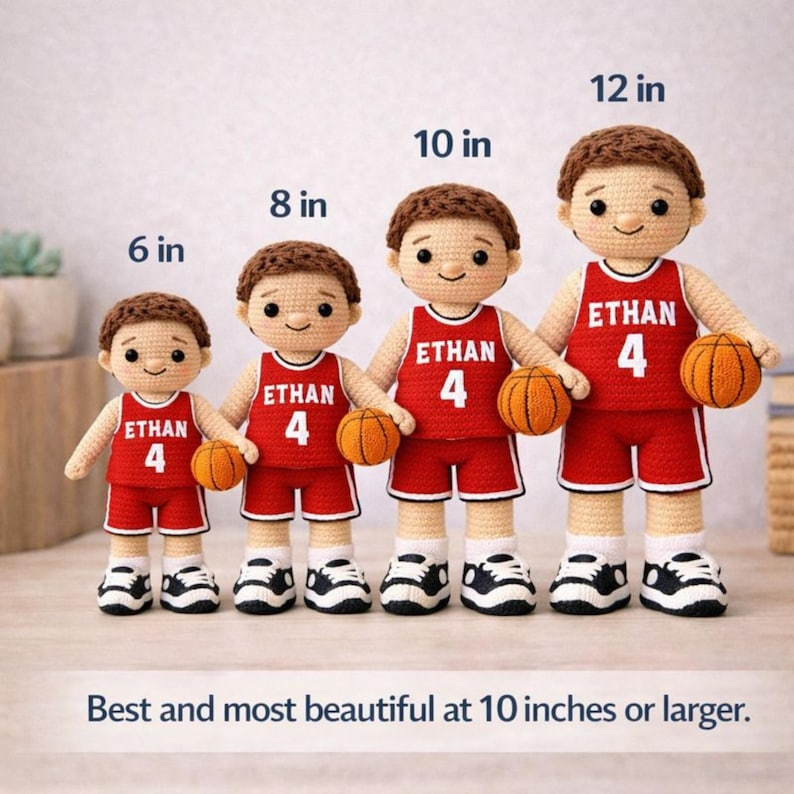 Custom Crochet Basketball Doll From Your Photo, Personalized Amigurumi Sports Doll, Handmade Basketball Gift
