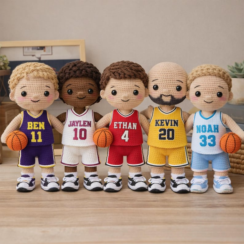 Custom Crochet Basketball Doll From Your Photo, Personalized Amigurumi Sports Doll, Handmade Basketball Gift