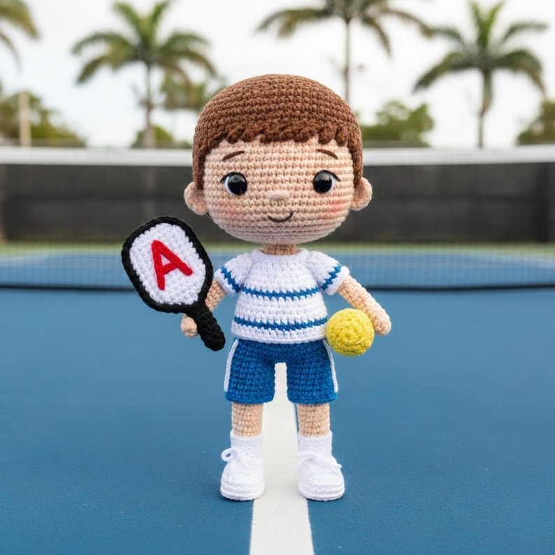 Gift for Pickleball Lover, Custom Pickleball Doll From Photo, Personalized Crochet Look Alike Doll, Handmade Amigurumi Sports Gift