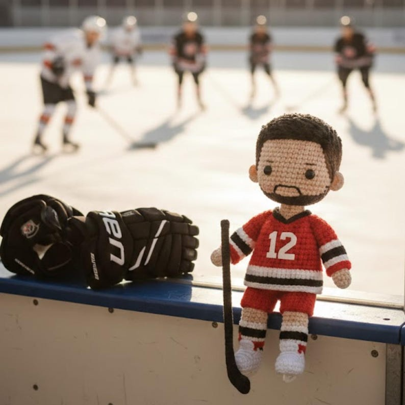 Personalized Hockey Doll, Custom Crochet Sports Doll, Look Alike Hockey Player, Handmade Ice Hockey Gift, Birthday Gift