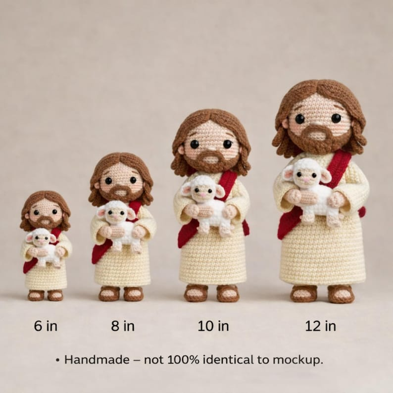 Crochet Jesus Doll with Lamb – Handmade Christian Gift, Amigurumi Jesus Plush, Religious Home Decor, Baptism Gift