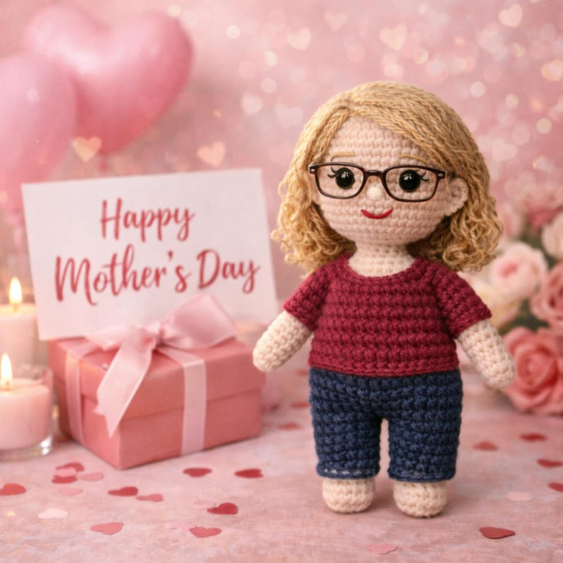 First Mother’s Day Gift for New Mom, Custom Mom and Baby Crochet Doll From Photo, Personalized Amigurumi Look Alike Doll, New Mom Gift