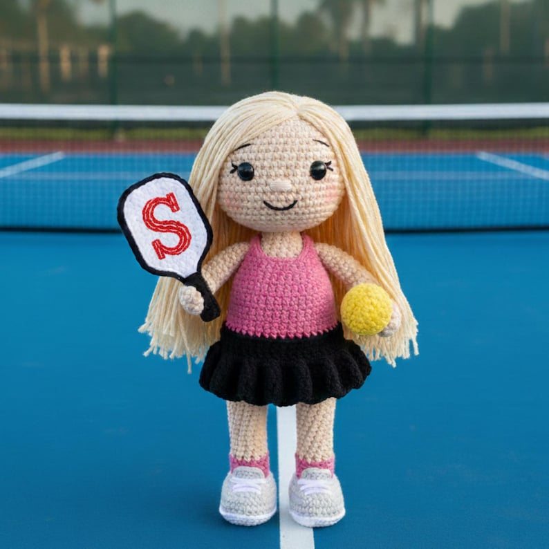 Gift for Pickleball Lover, Custom Pickleball Doll From Photo, Personalized Crochet Look Alike Doll, Handmade Amigurumi Sports Gift