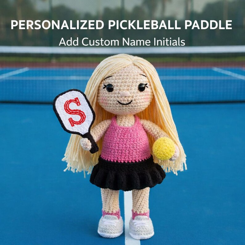 Gift for Pickleball Lover, Custom Pickleball Doll From Photo, Personalized Crochet Look Alike Doll, Handmade Amigurumi Sports Gift