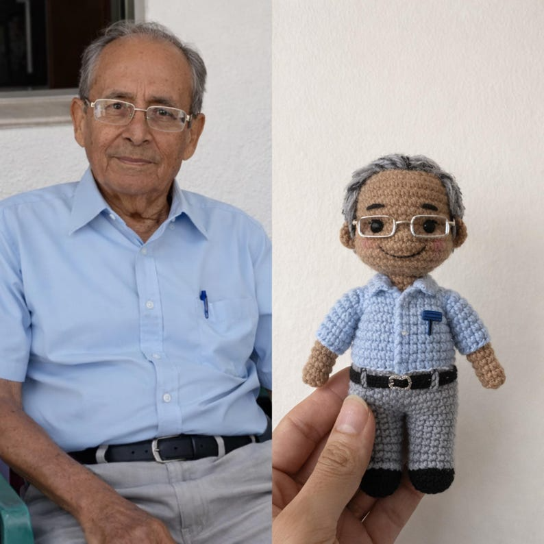 Custom Dad Doll from Photo, Personalized Father’s Day Gift, Birthday Gift for Dad, Handmade Lookalike Gift, Gift for Fishing Lover