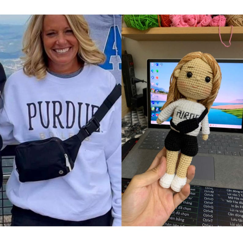 Personalized Doll, Custom Crochet People Look alike Photo, Portrait Mini Me Figurine