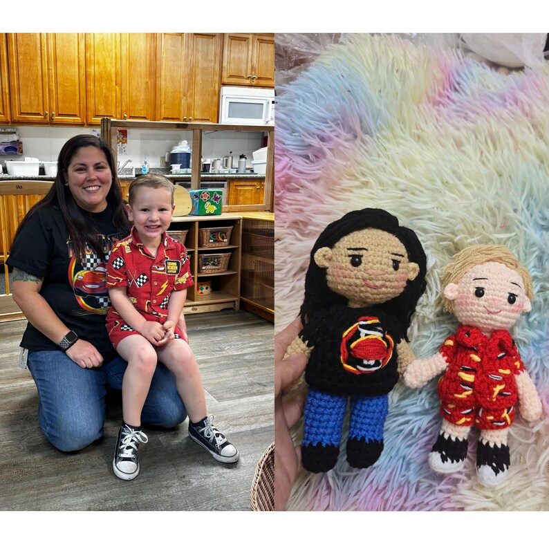 Custom Crochet Family Doll, Personalized Amigurumi Family Portrait, Handmade Couple &amp; Baby Doll, Family Keepsake Gift from Photo