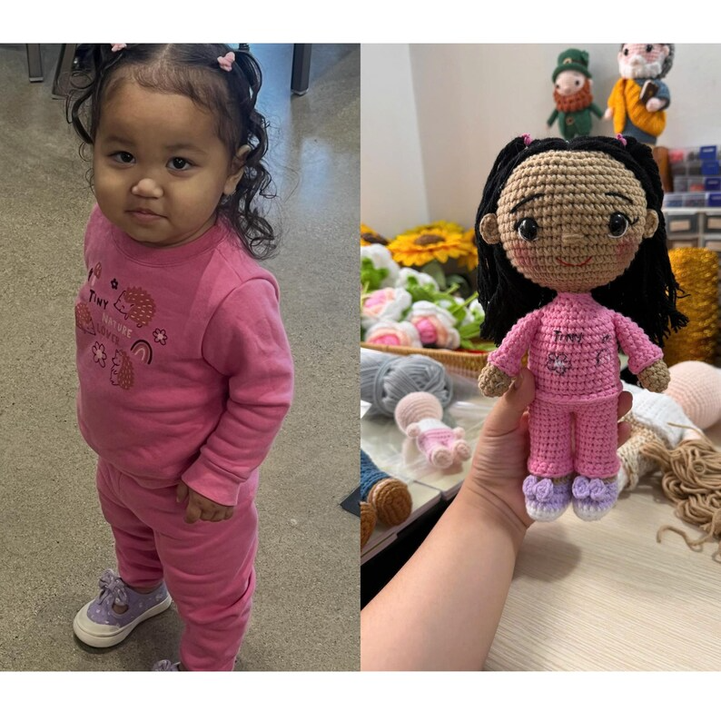 Custom Crochet Family Doll, Personalized Amigurumi Family Portrait, Handmade Couple &amp; Baby Doll, Family Keepsake Gift from Photo