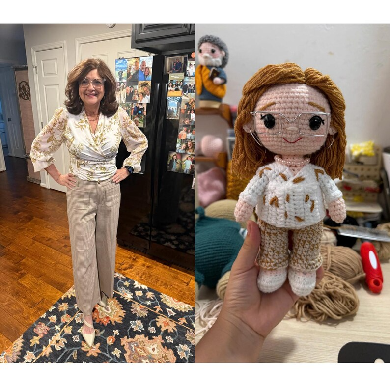 Custom Crochet Grandma Doll from Photo, Personalized Grandma Gift, Handmade Amigurumi Doll, Gift for Nana, Memorial Keepsake