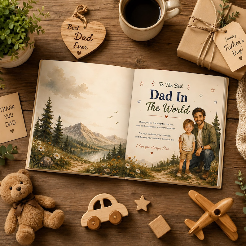 Personalized Best Dad Story Book, Custom Daddy and Me Book from Baby, Father's Day Gift for Dad, Best Dad in the World Keepsake for Baby