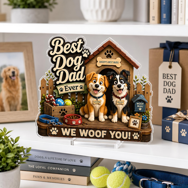 Personalized Dog Dad Gift, Custom Dog Dad Acrylic Plaque from Dogs, Father's Day Gift for Pet Dad, Best Dog Dad Ever Keepsake Decor for Desk