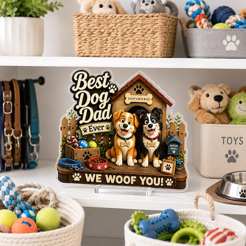 Personalized Dog Dad Gift, Custom Dog Dad Acrylic Plaque from Dogs, Father's Day Gift for Pet Dad, Best Dog Dad Ever Keepsake Decor for Desk