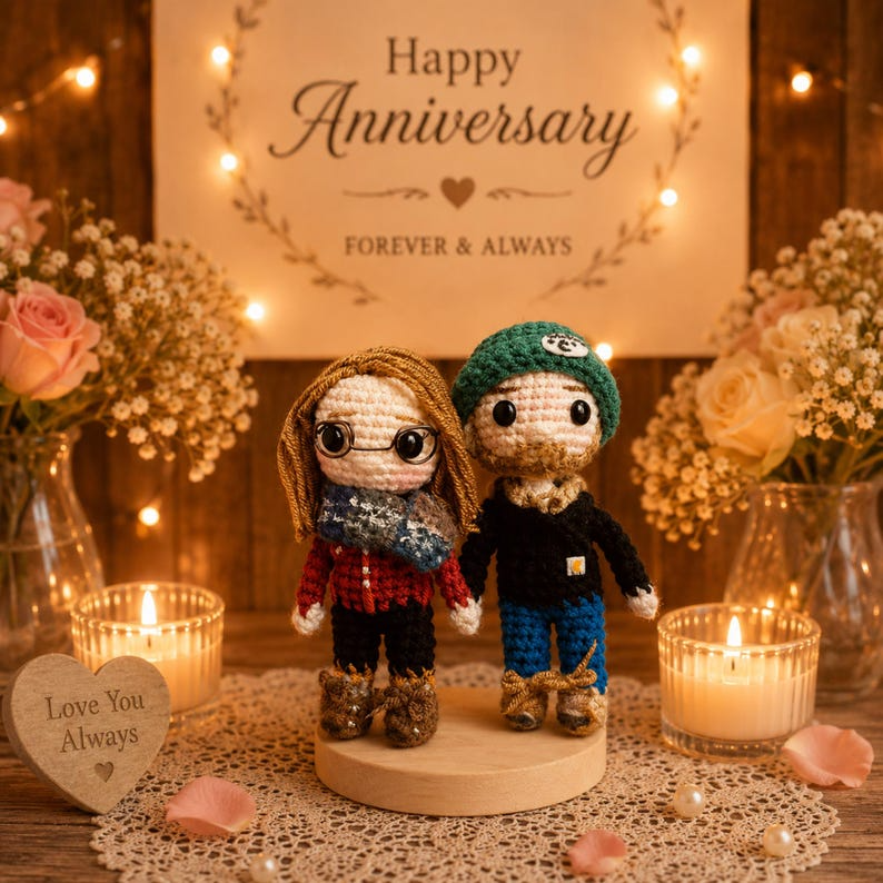 Custom Wedding Couple Doll, Personalized Bride and Groom Doll, Crochet Wedding Gift, Anniversary Gift for Couple, Look Alike Doll