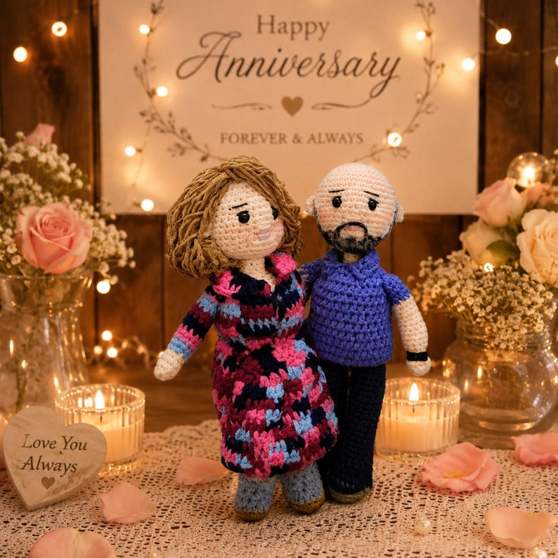 Custom Wedding Couple Doll, Personalized Bride and Groom Doll, Crochet Wedding Gift, Anniversary Gift for Couple, Look Alike Doll