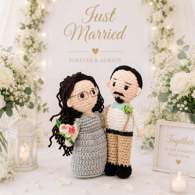 Custom Couple Portrait Doll, 50th Anniversary Gift for Couple, Personalized Crochet Doll, 50 Year Wedding Anniversary Gift, Look Alike Doll