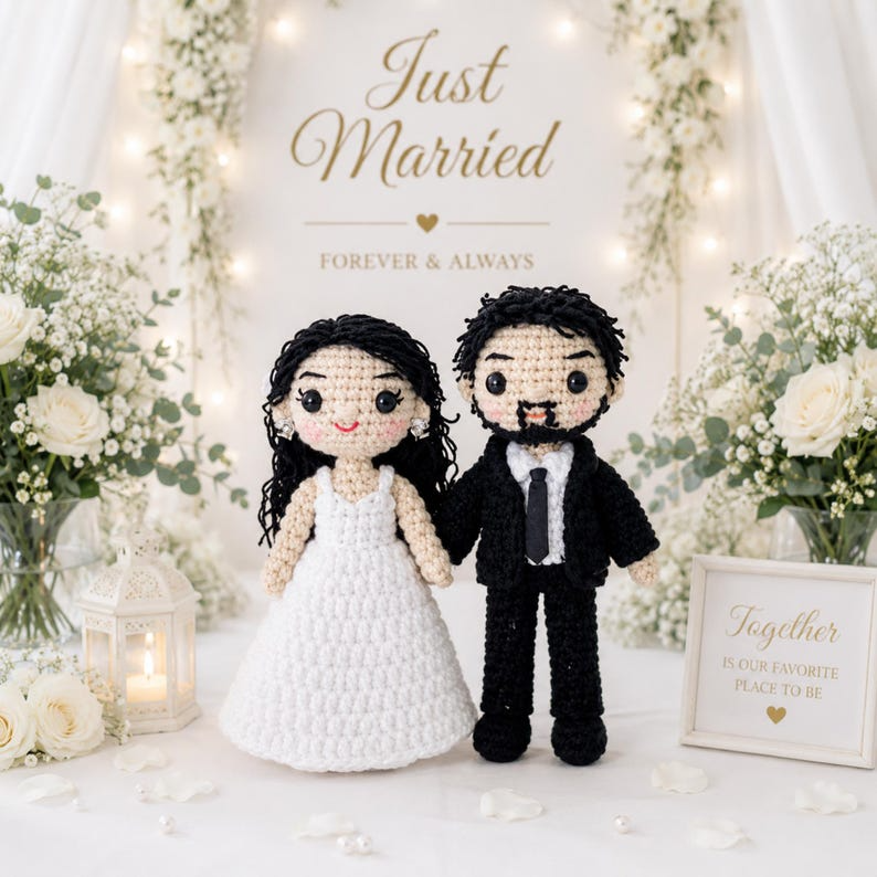 Custom Couple Portrait Doll, 5th Anniversary Gift for Couple, Personalized Crochet Doll, 5 Year Wedding Anniversary Gift, Look Alike Doll