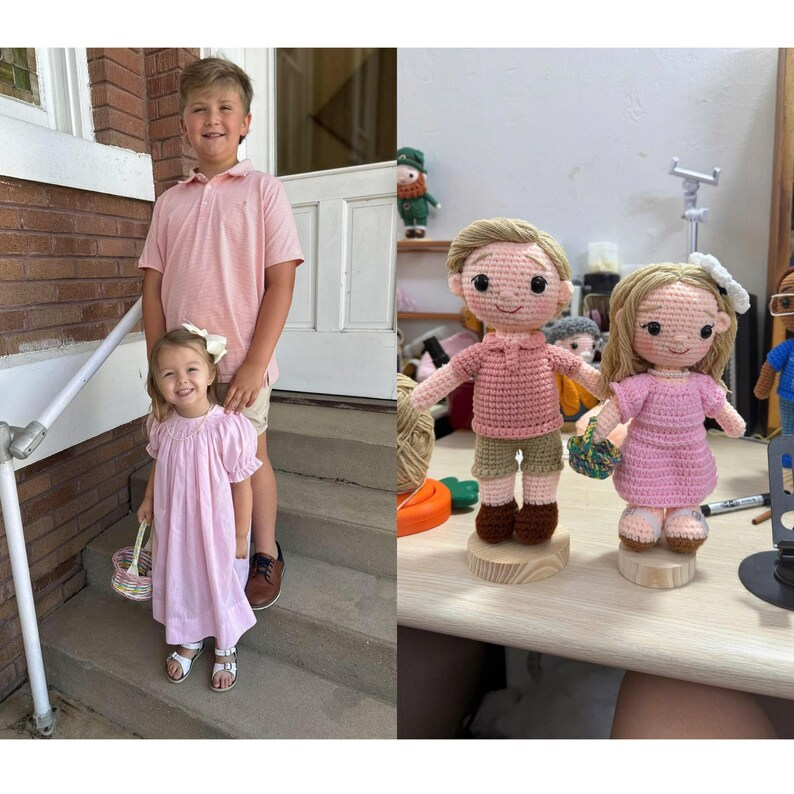 Custom Crochet Family Doll, Personalized Amigurumi Family Portrait, Handmade Couple &amp; Baby Doll, Family Keepsake Gift from Photo