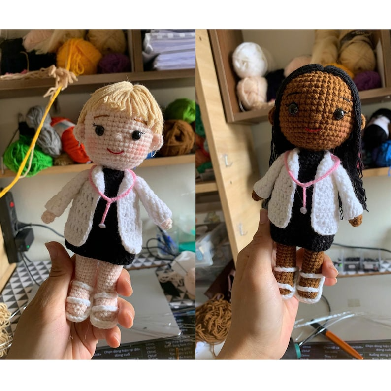 Custom Nurse Crochet Doll from Photo, Personalized RN Gift, Handmade Amigurumi Nurse Plush, Nurse Appreciation Gift