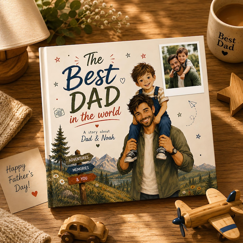 Personalized Best Dad Story Book, Custom Daddy and Me Book from Baby, Father's Day Gift for Dad, Best Dad in the World Keepsake for Baby